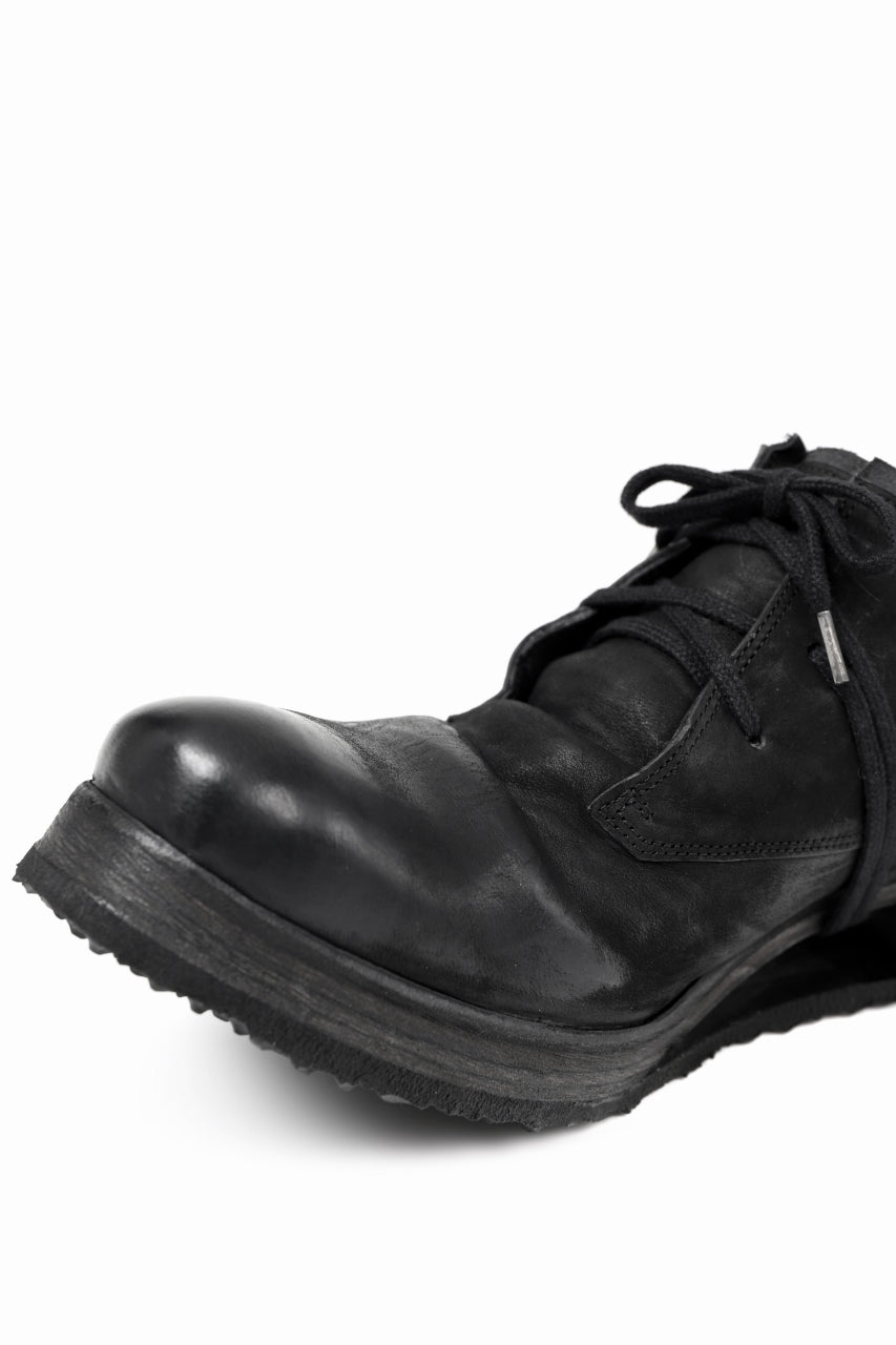 画像をギャラリービューアに読み込む, BORIS BIDJAN SABERI HORSE LEATHER DERBY SHOES / WASHED & HAND TREATED "SHOE1-SIN" (BLACK)