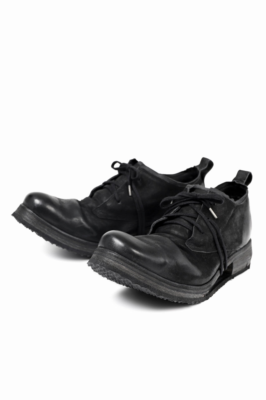 画像をギャラリービューアに読み込む, BORIS BIDJAN SABERI HORSE LEATHER DERBY SHOES / WASHED & HAND TREATED "SHOE1-SIN" (BLACK)