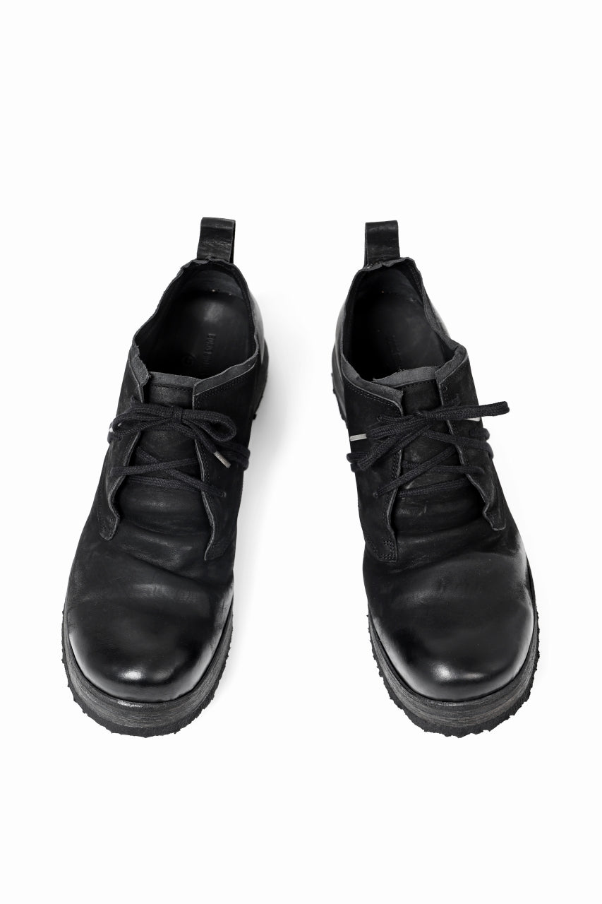 画像をギャラリービューアに読み込む, BORIS BIDJAN SABERI HORSE LEATHER DERBY SHOES / WASHED & HAND TREATED "SHOE1-SIN" (BLACK)
