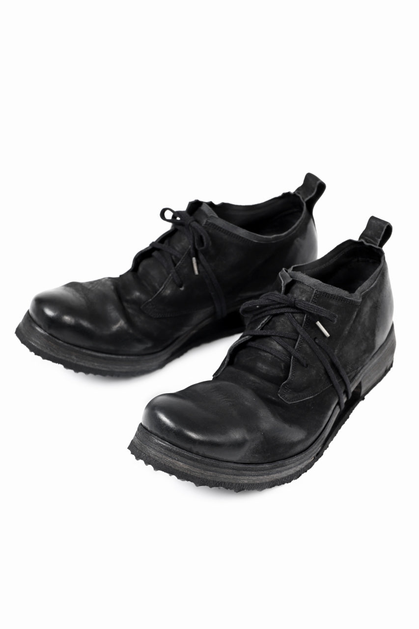 画像をギャラリービューアに読み込む, BORIS BIDJAN SABERI HORSE LEATHER DERBY SHOES / WASHED & HAND-TREATED "SHOE1-SIN" (BLACK)