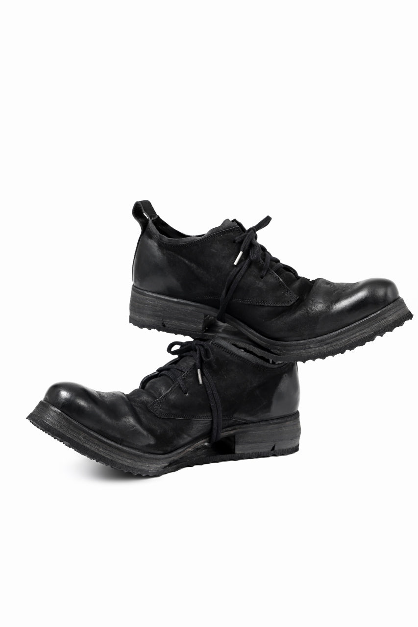 画像をギャラリービューアに読み込む, BORIS BIDJAN SABERI HORSE LEATHER DERBY SHOES / WASHED & HAND TREATED "SHOE1-SIN" (BLACK)