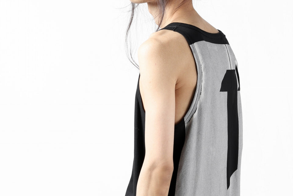 画像をギャラリービューアに読み込む, 11 BY BORIS BIDJAN SABERI BACK BLOCK LOGO TANK TOP "T3-F-1101" (BLACK DYE - LIGHT GREY)