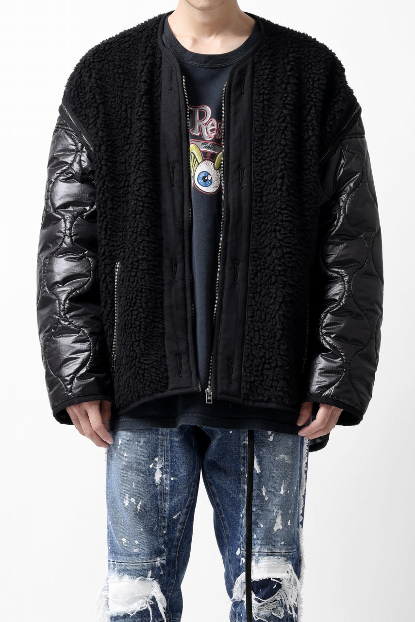 画像をギャラリービューアに読み込む, FACETASM ZIPPER SHERPA QUILTED LINER JACKET (BLACK x BLACK)