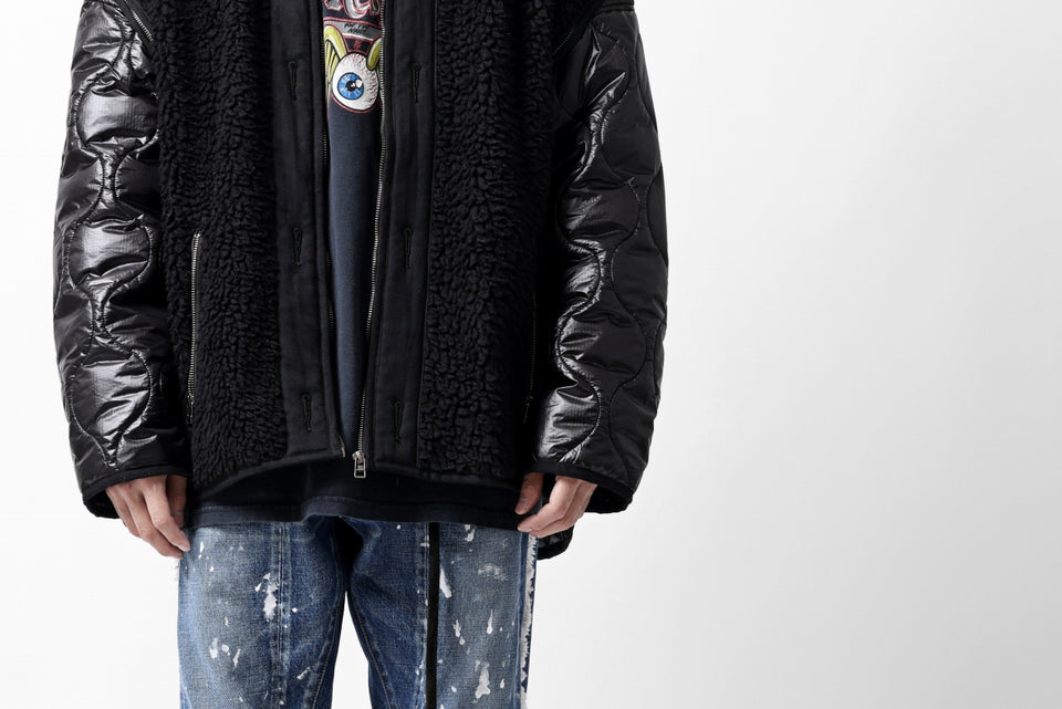画像をギャラリービューアに読み込む, FACETASM ZIPPER SHERPA QUILTED LINER JACKET (BLACK x BLACK)