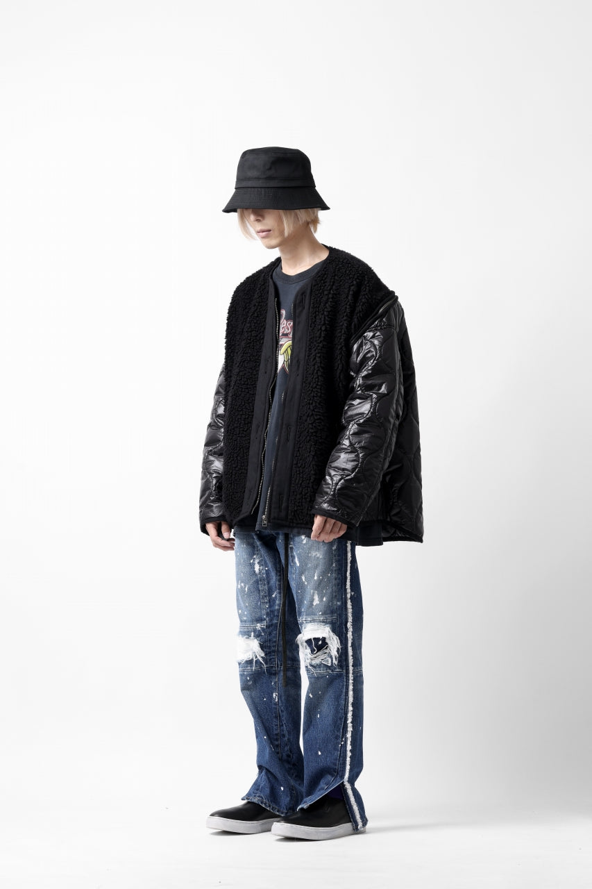 画像をギャラリービューアに読み込む, FACETASM ZIPPER SHERPA QUILTED LINER JACKET (BLACK x BLACK)