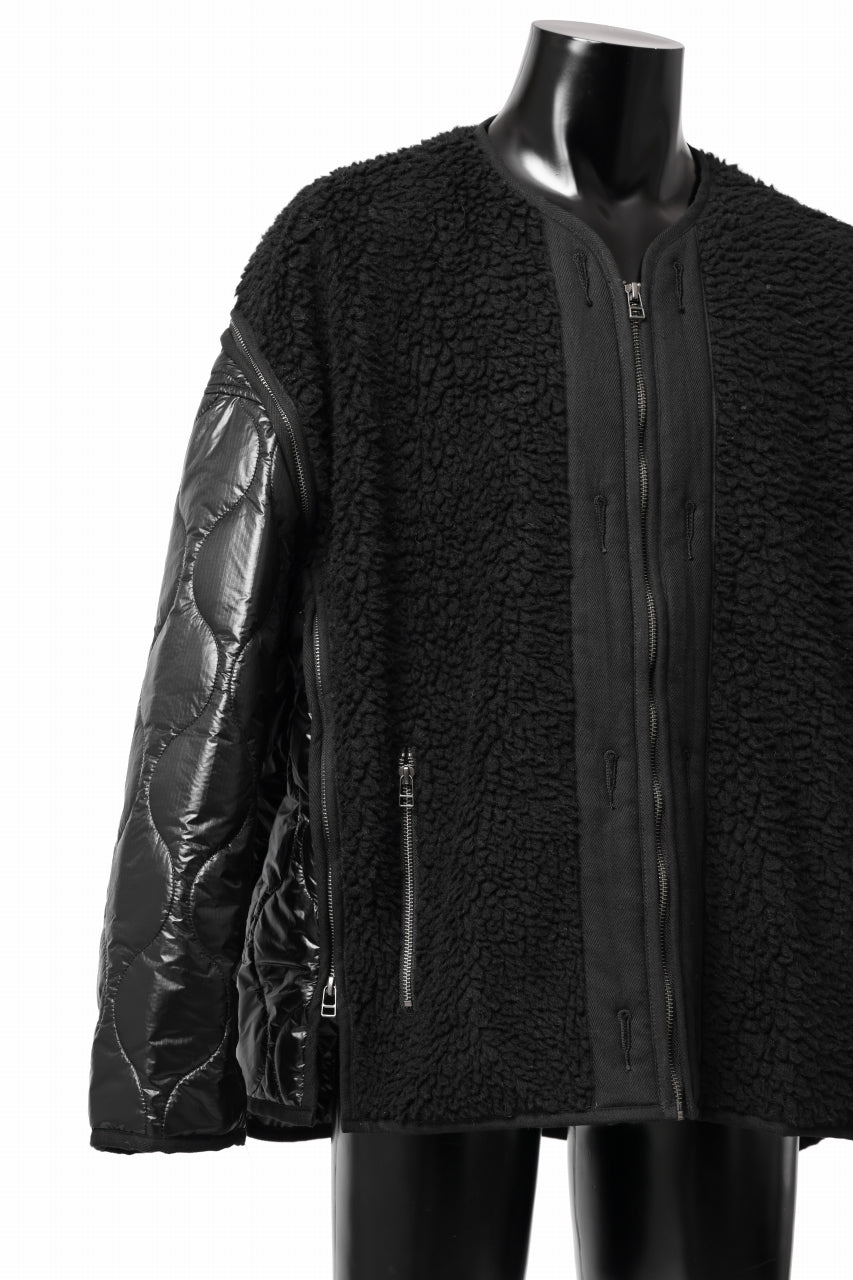 画像をギャラリービューアに読み込む, FACETASM ZIPPER SHERPA QUILTED LINER JACKET (BLACK x BLACK)