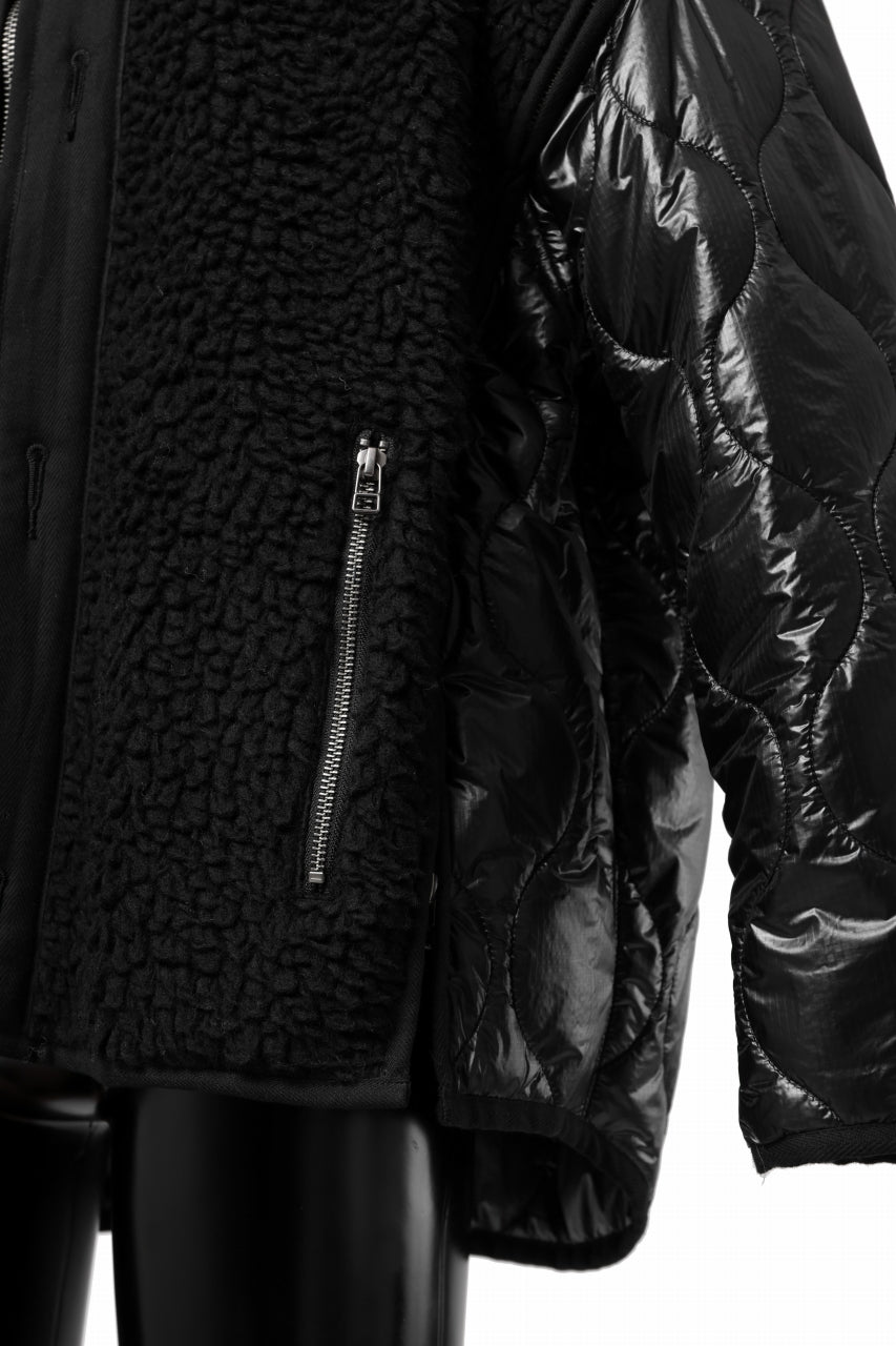画像をギャラリービューアに読み込む, FACETASM ZIPPER SHERPA QUILTED LINER JACKET (BLACK x BLACK)