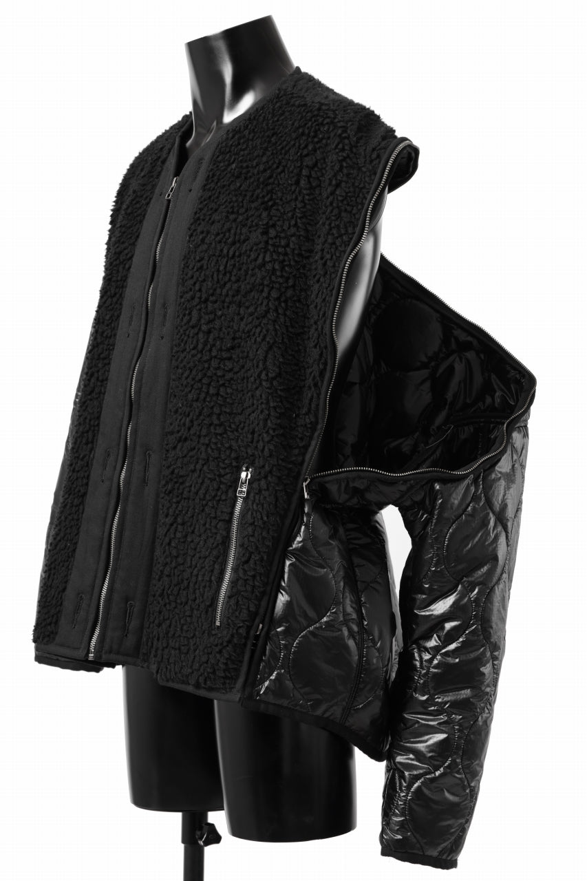 画像をギャラリービューアに読み込む, FACETASM ZIPPER SHERPA QUILTED LINER JACKET (BLACK x BLACK)