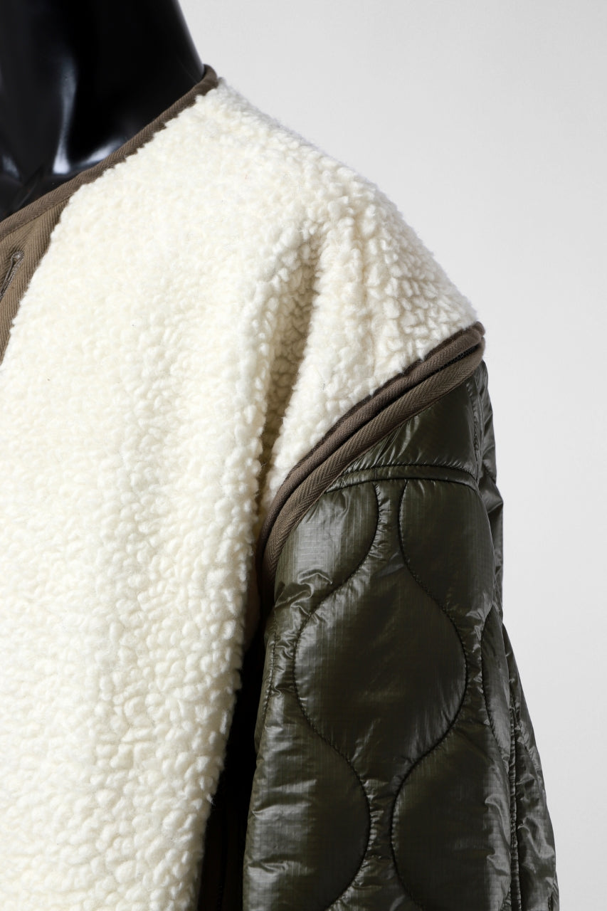 画像をギャラリービューアに読み込む, FACETASM ZIPPER SHERPA QUILTED LINER JACKET (ECRU x KHAKI)