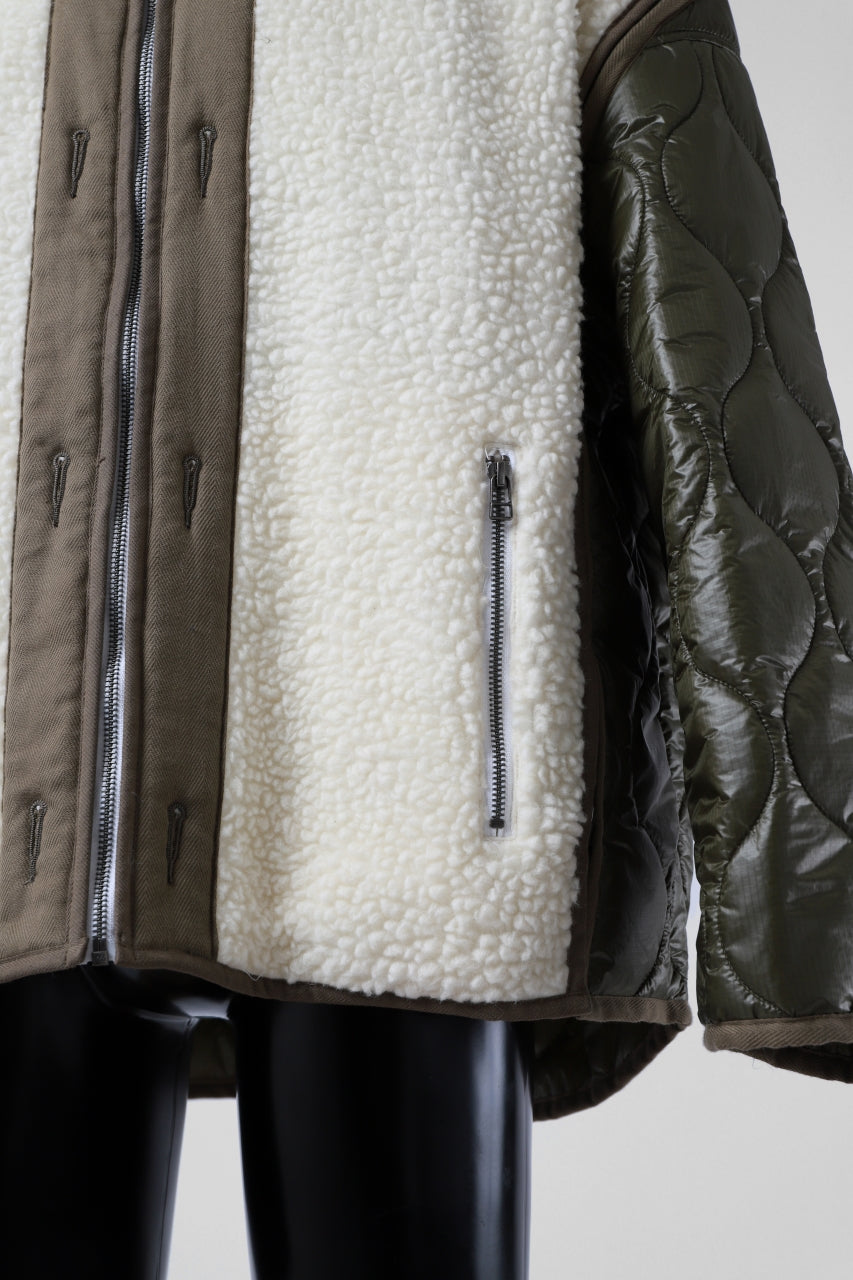 画像をギャラリービューアに読み込む, FACETASM ZIPPER SHERPA QUILTED LINER JACKET (ECRU x KHAKI)