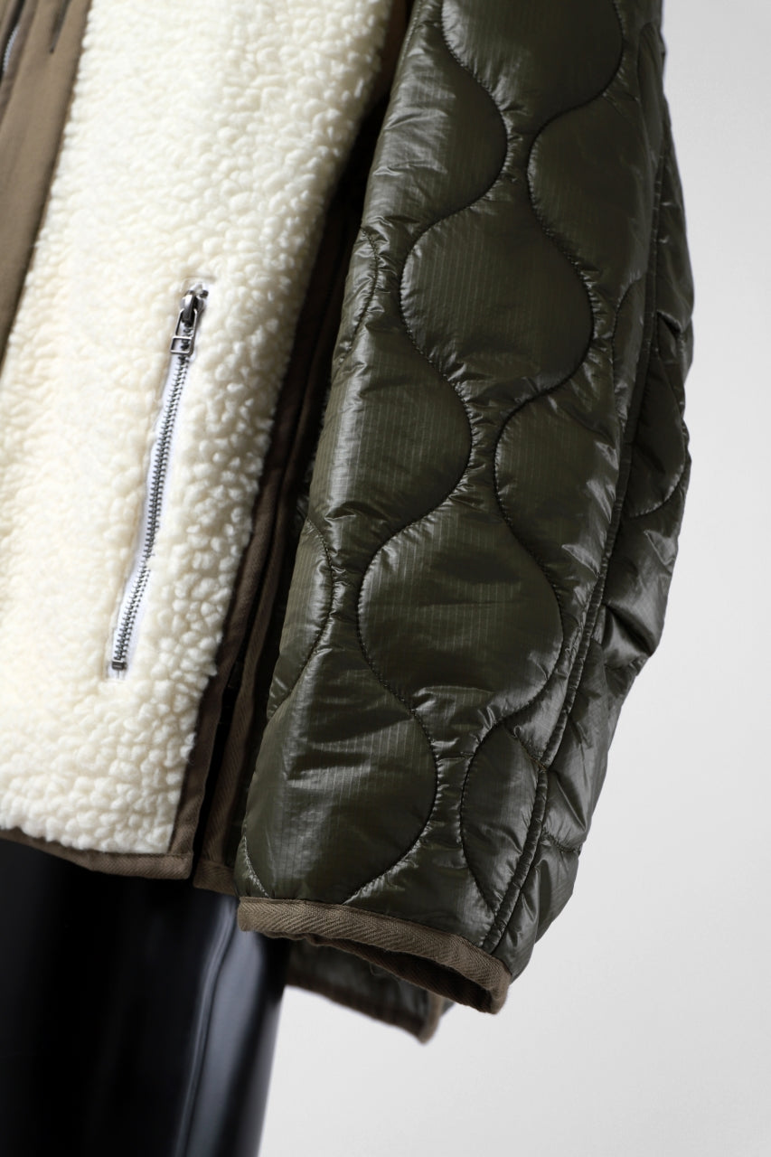 画像をギャラリービューアに読み込む, FACETASM ZIPPER SHERPA QUILTED LINER JACKET (ECRU x KHAKI)