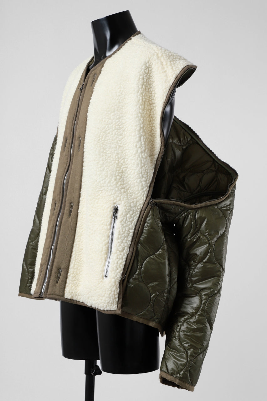 画像をギャラリービューアに読み込む, FACETASM ZIPPER SHERPA QUILTED LINER JACKET (ECRU x KHAKI)