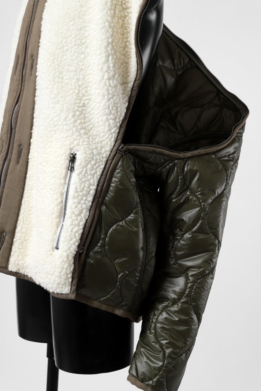 画像をギャラリービューアに読み込む, FACETASM ZIPPER SHERPA QUILTED LINER JACKET (ECRU x KHAKI)