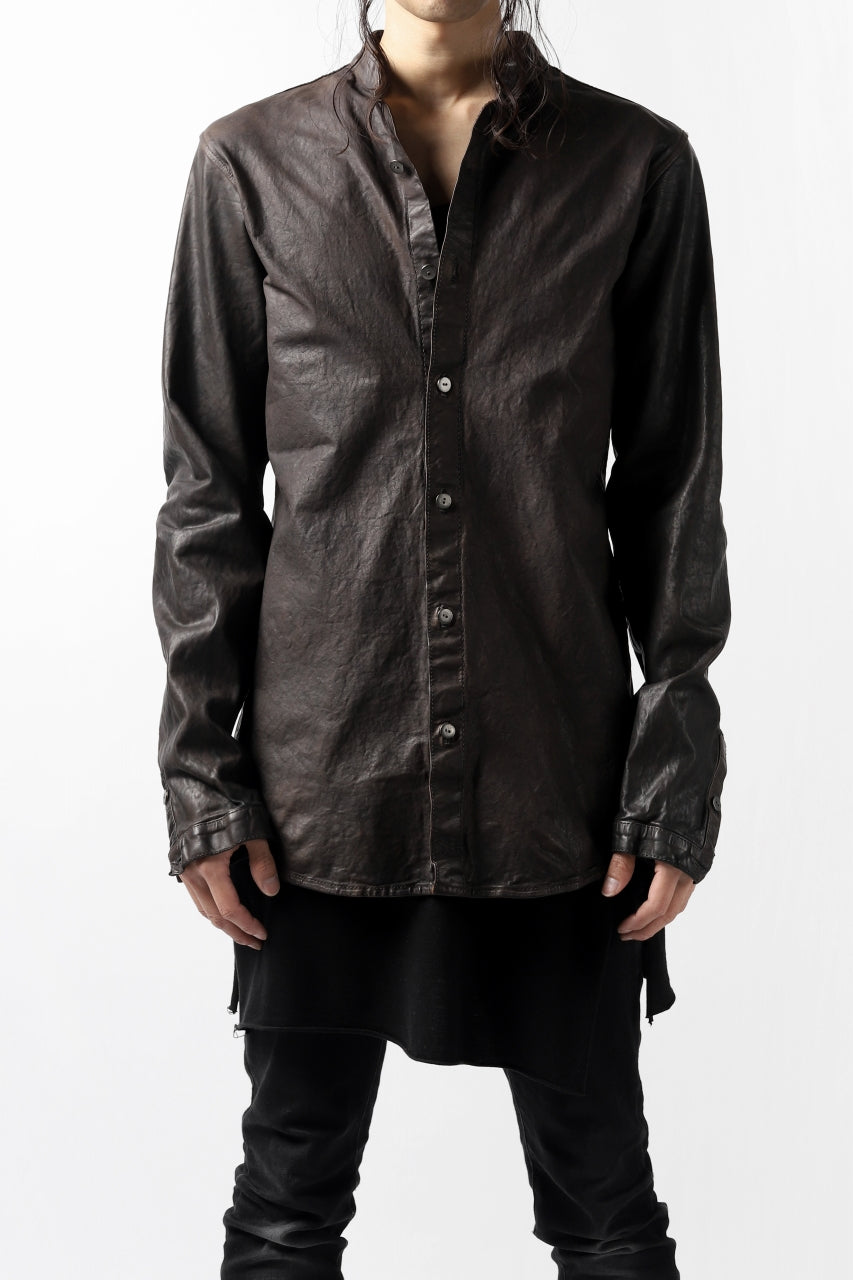 Load image into Gallery viewer, ISAMU KATAYAMA BACKLASH exclusive LEATHER SHIRT / ITALY SHOULDER 0.6mm (DARK GREY)
