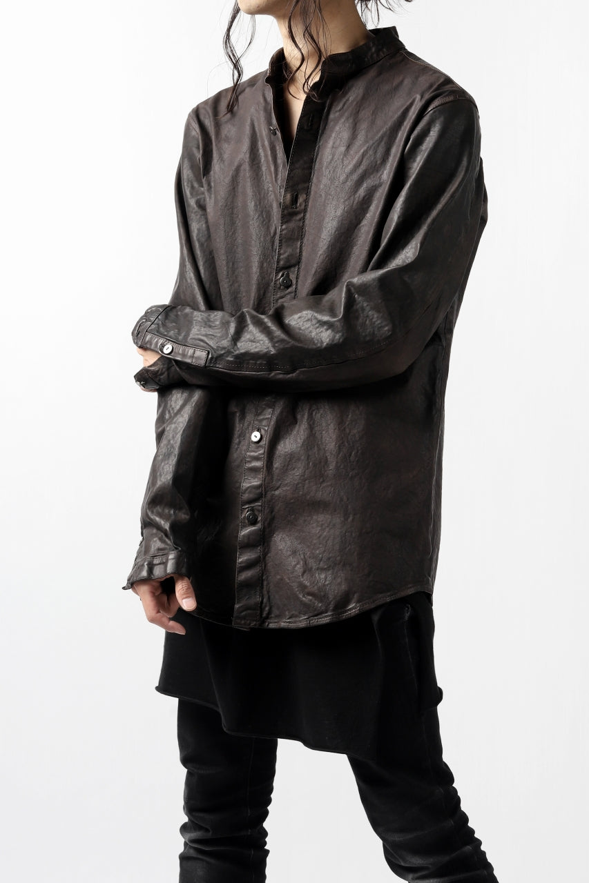 Load image into Gallery viewer, ISAMU KATAYAMA BACKLASH exclusive LEATHER SHIRT / ITALY SHOULDER 0.6mm (DARK GREY)