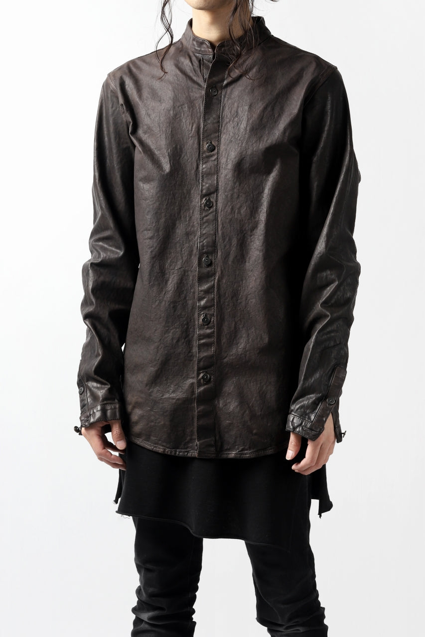 Load image into Gallery viewer, ISAMU KATAYAMA BACKLASH exclusive LEATHER SHIRT / ITALY SHOULDER 0.6mm (DARK GREY)