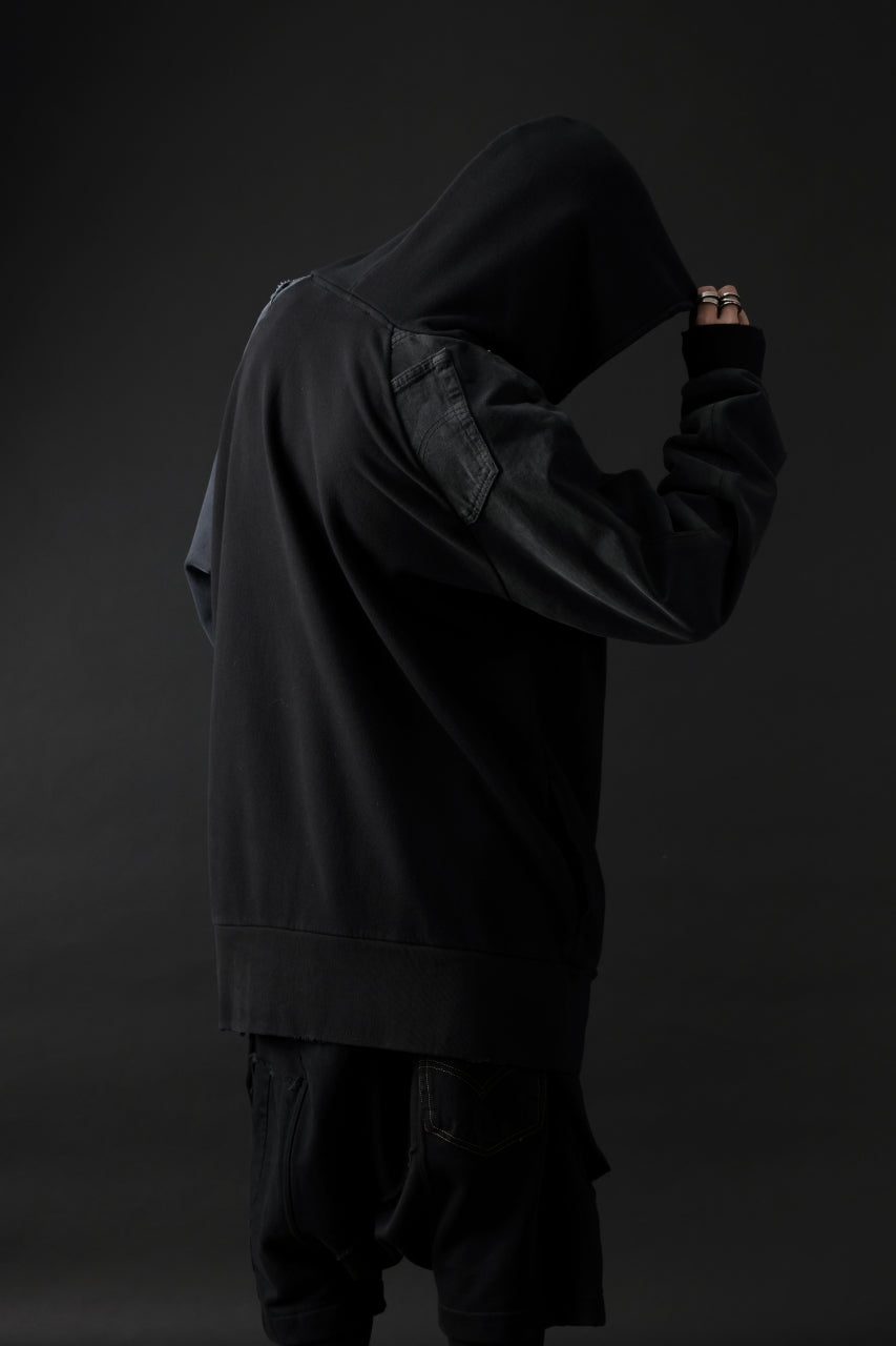 画像をギャラリービューアに読み込む, MASSIMO SABBADIN HOODY wt. HAND DYED VINTAGE DENIM SLEEVE (black)