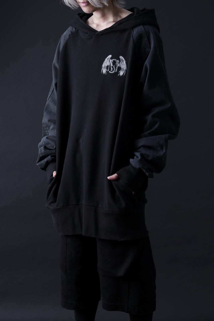 画像をギャラリービューアに読み込む, MASSIMO SABBADIN HOODY wt. HAND DYED VINTAGE DENIM SLEEVE (black)