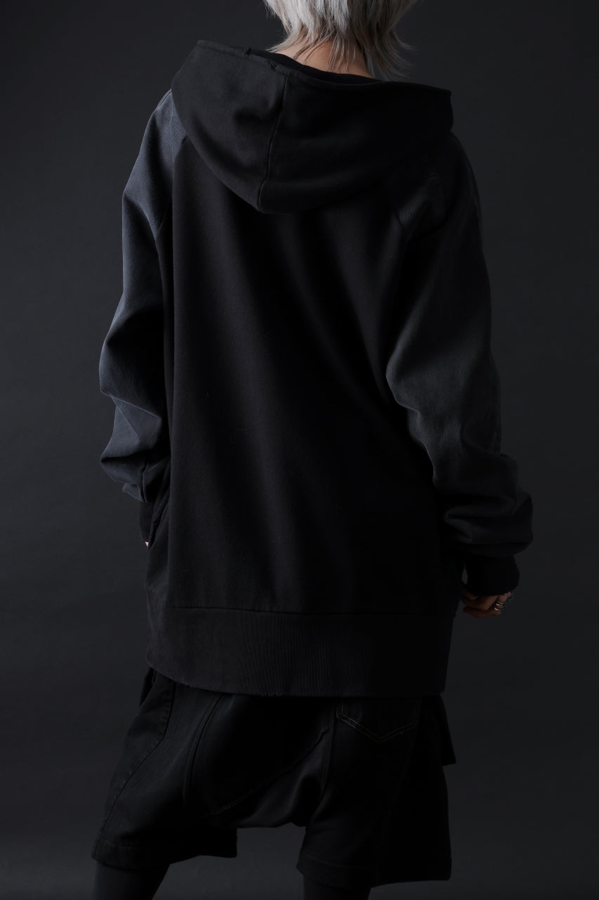 画像をギャラリービューアに読み込む, MASSIMO SABBADIN HOODY wt. HAND DYED VINTAGE DENIM SLEEVE (black)
