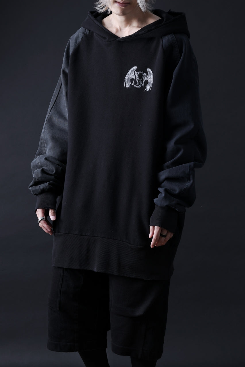 画像をギャラリービューアに読み込む, MASSIMO SABBADIN HOODY wt. HAND DYED VINTAGE DENIM SLEEVE (black)