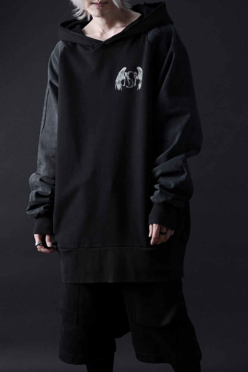 画像をギャラリービューアに読み込む, MASSIMO SABBADIN HOODY wt. HAND DYED VINTAGE DENIM SLEEVE (black)
