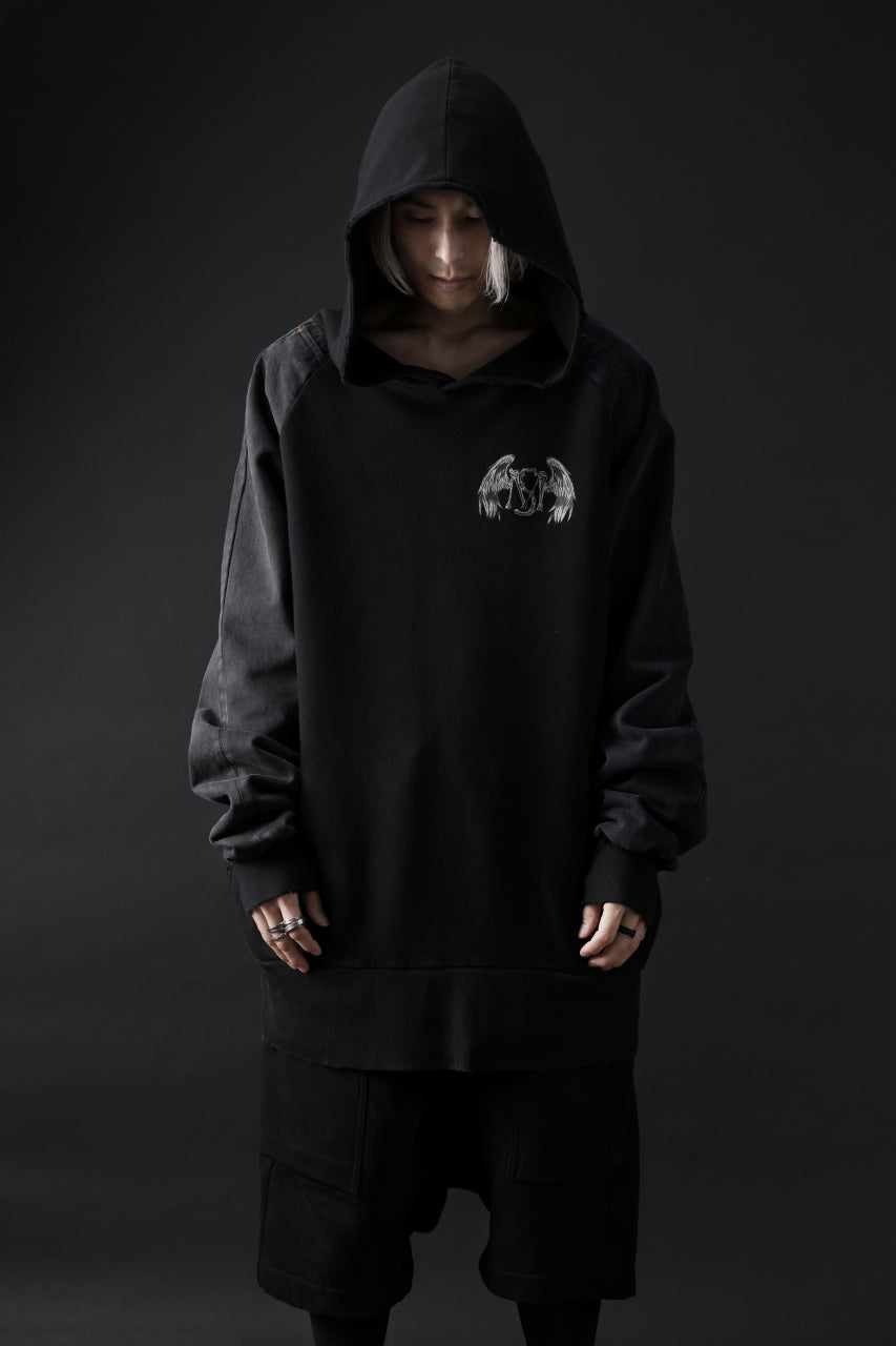 画像をギャラリービューアに読み込む, MASSIMO SABBADIN HOODY wt. HAND DYED VINTAGE DENIM SLEEVE (black)