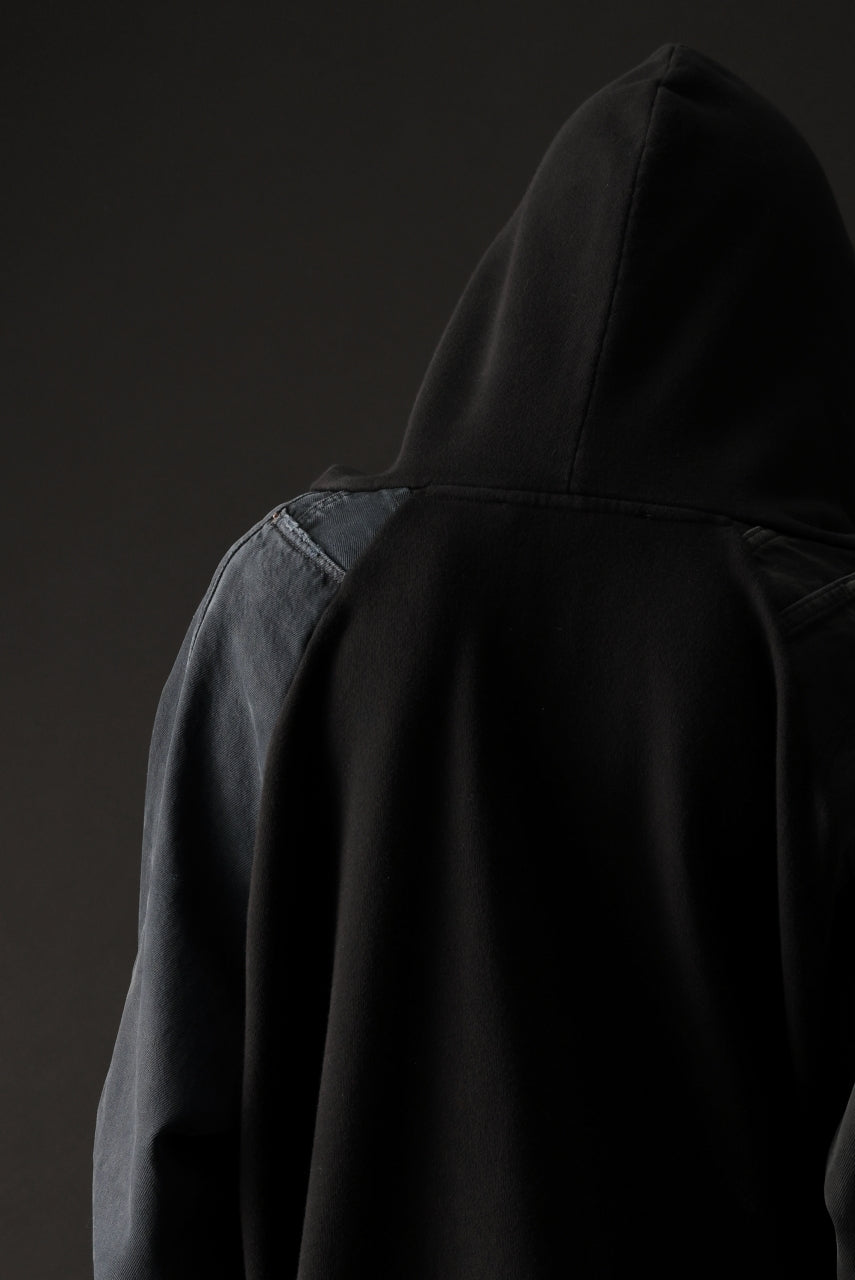 画像をギャラリービューアに読み込む, MASSIMO SABBADIN HOODY wt. HAND DYED VINTAGE DENIM SLEEVE (black)