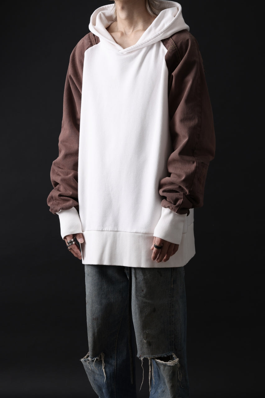 画像をギャラリービューアに読み込む, MASSIMO SABBADIN exclusive HOODY wt. HAND DYED VINTAGE DENIM SLEEVE (white)
