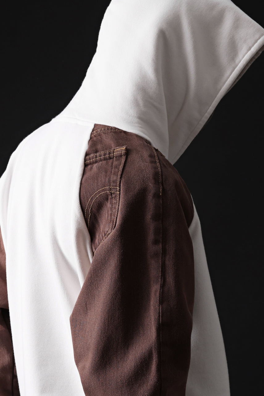 画像をギャラリービューアに読み込む, MASSIMO SABBADIN exclusive HOODY wt. HAND DYED VINTAGE DENIM SLEEVE (white)