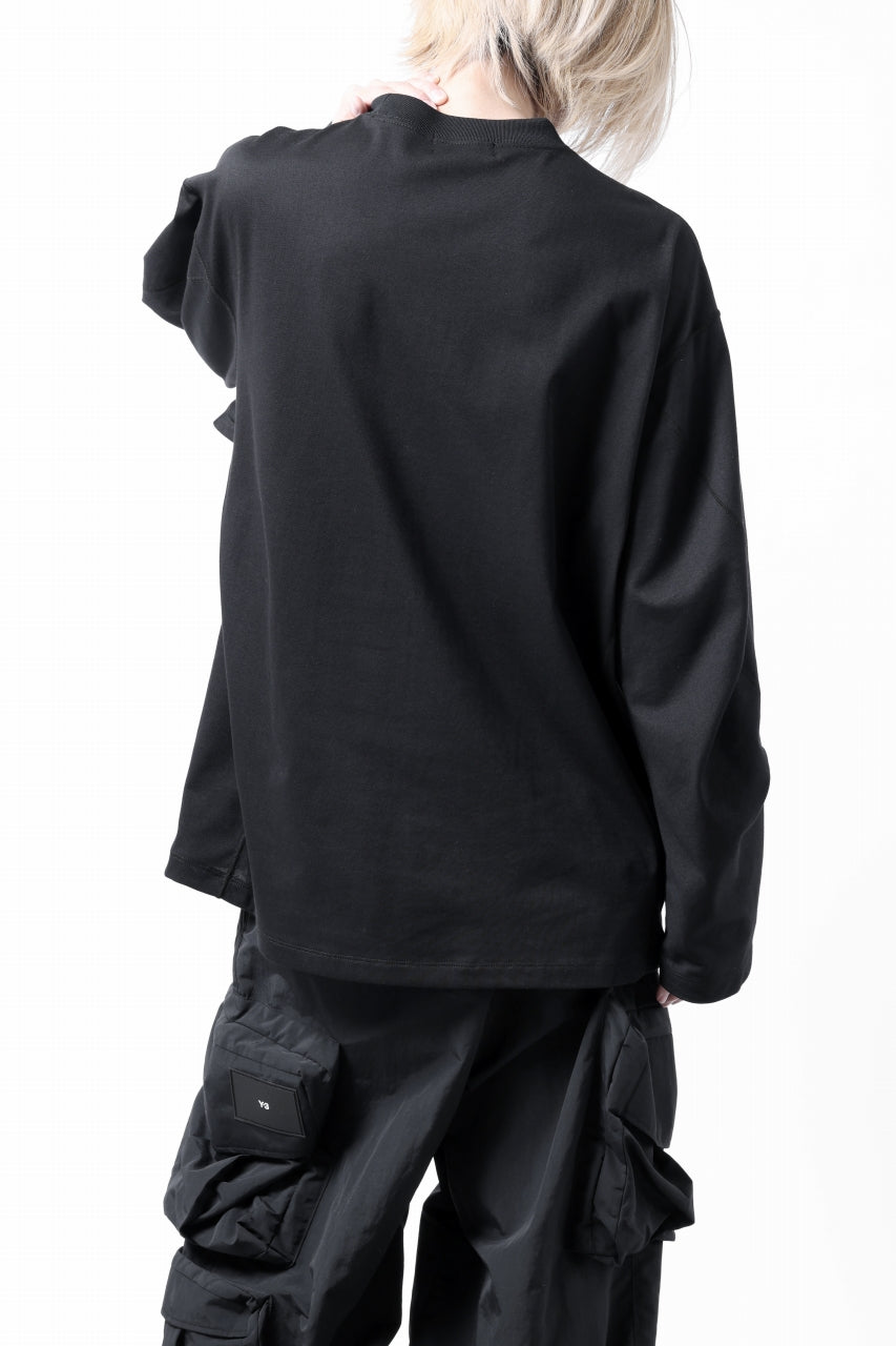 画像をギャラリービューアに読み込む, D-VEC x ALMOSTBLACK COTTON PLAITING LS T-SHIRT (BLACK)