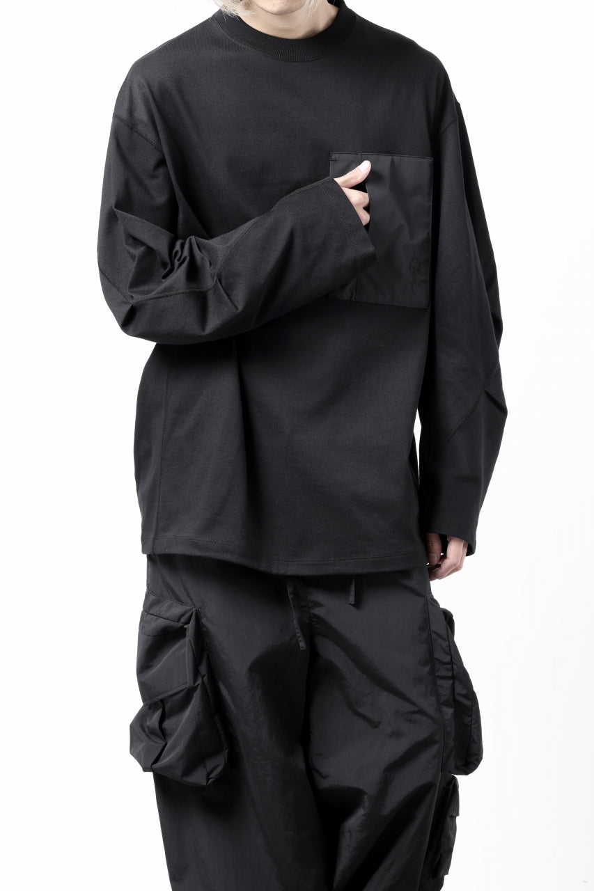 画像をギャラリービューアに読み込む, D-VEC x ALMOSTBLACK COTTON PLAITING LS T-SHIRT (BLACK)