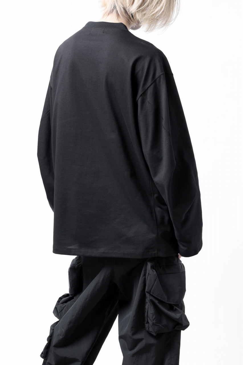 画像をギャラリービューアに読み込む, D-VEC x ALMOSTBLACK COTTON PLAITING LS T-SHIRT (BLACK)