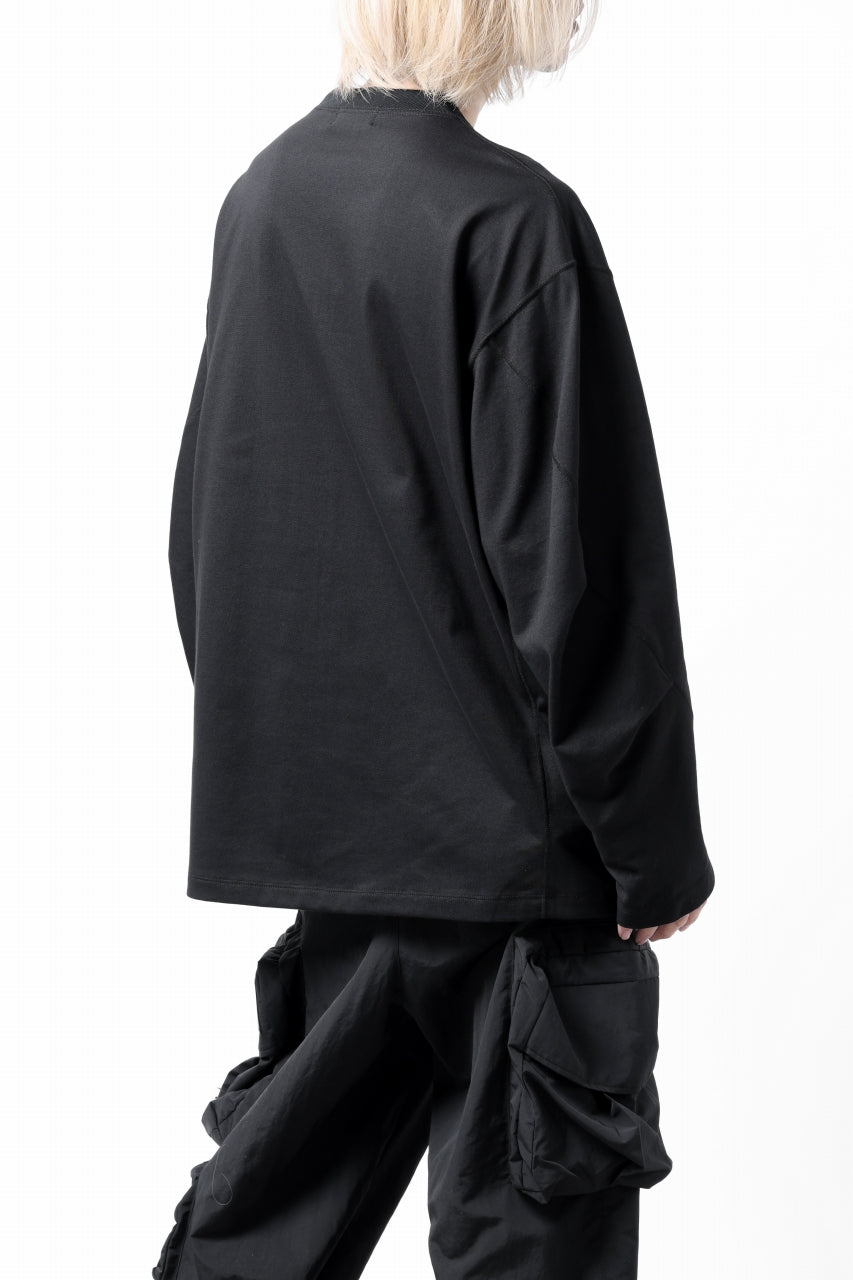 画像をギャラリービューアに読み込む, D-VEC x ALMOSTBLACK COTTON PLAITING LS T-SHIRT (BLACK)
