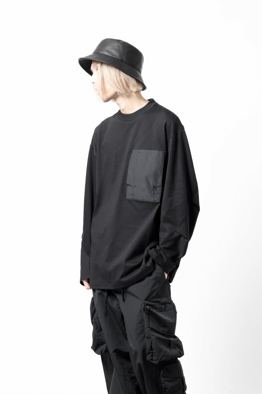 画像をギャラリービューアに読み込む, D-VEC x ALMOSTBLACK COTTON PLAITING LS T-SHIRT (BLACK)