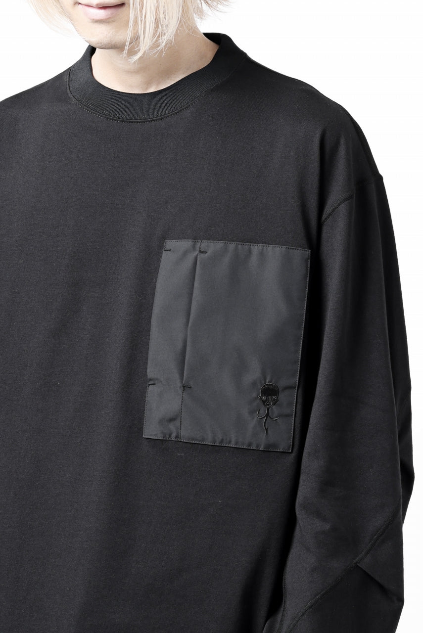 画像をギャラリービューアに読み込む, D-VEC x ALMOSTBLACK COTTON PLAITING LS T-SHIRT (BLACK)