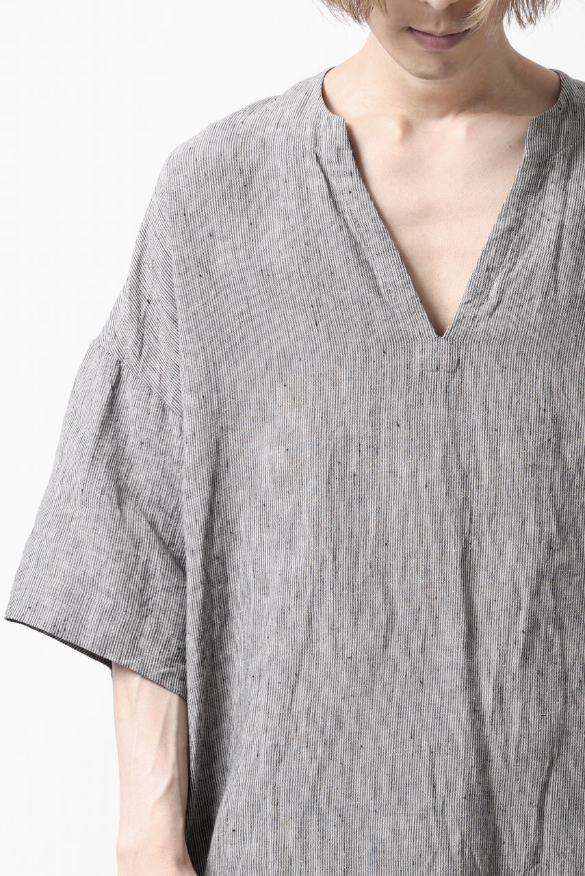_vital exclusive minimal tunica tops / thin stripe soft linen (BEIGE)