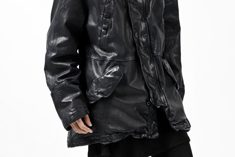 Load image into Gallery viewer, ISAMU KATAYAMA BACKLASH N-3B FLIGHT JACKET / GOAT LEATHER (GARMENT + SPRAY DYED BLACK)