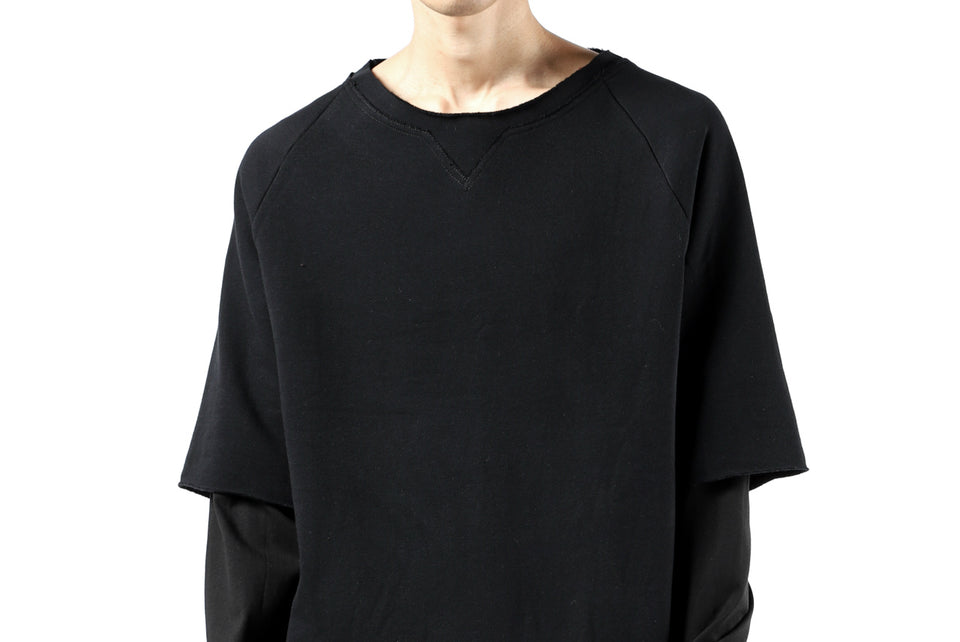 Load image into Gallery viewer, FIRST AID TO THE INJURED LAYERED SLEEVE TOPS / FRENCH TERRY + JERSEY (BLACK)