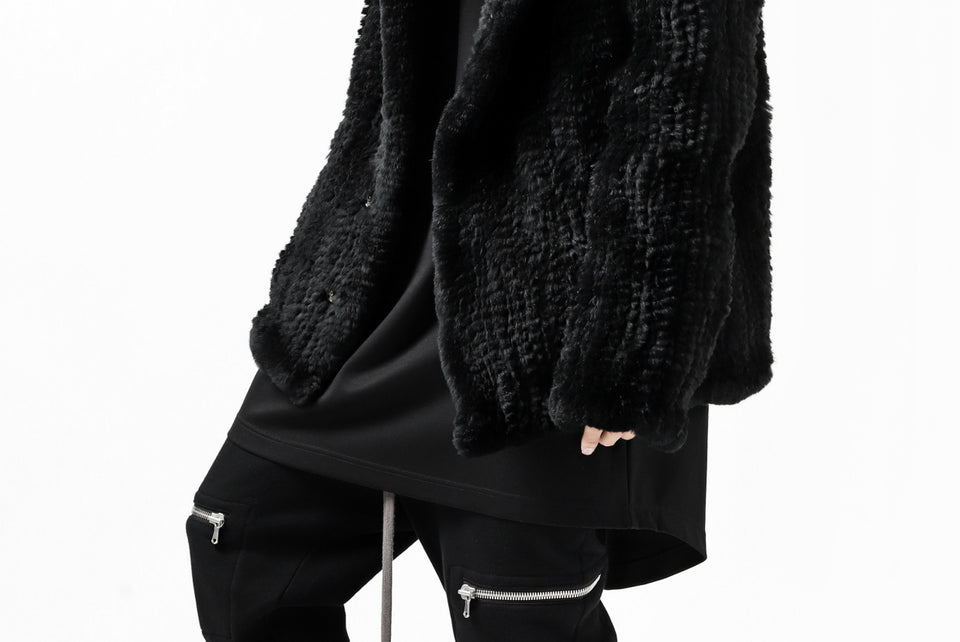 Load image into Gallery viewer, ISAMU KATAYAMA BACKLASH HOODIE KNIT BLOUSON / RABIT FUR (BLACK)