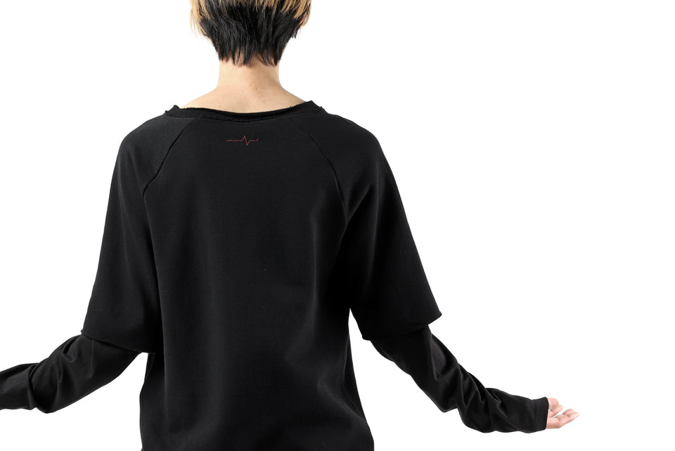 Load image into Gallery viewer, FIRST AID TO THE INJURED LAYERED SLEEVE TOPS / FRENCH TERRY + JERSEY (BLACK)