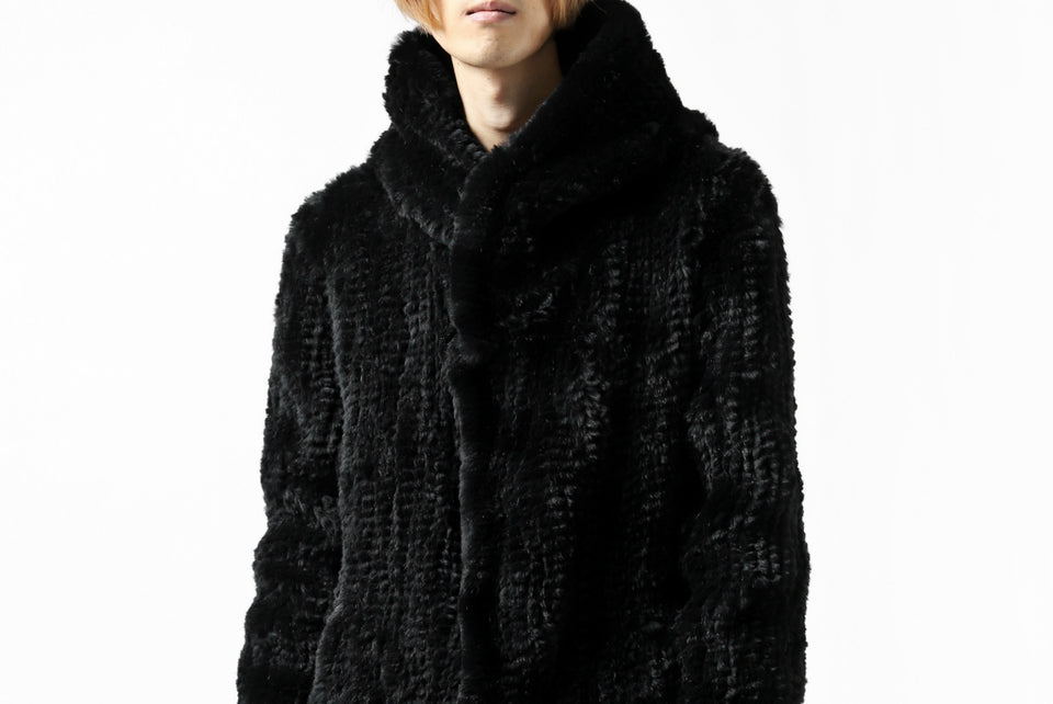 Load image into Gallery viewer, ISAMU KATAYAMA BACKLASH HOODIE KNIT BLOUSON / RABIT FUR (BLACK)