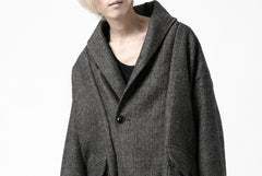 画像をギャラリービューアに読み込む, KLASICA SAULT FOLK DOUBLE BREASTED OVER COAT / CLASSIC HERRING BONE (BLACK)