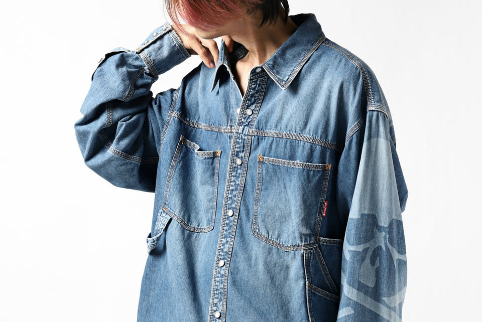 Load image into Gallery viewer, mastermind JAPAN WORK SHIRT / LIGHT OZ DENIM (INDIGO)