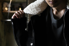 Load image into Gallery viewer, ISAMU KATAYAMA BACKLASH SUEDE COVER ALL BLOUSON / JAPAN CALF (WHITE TANNED / BLACK)