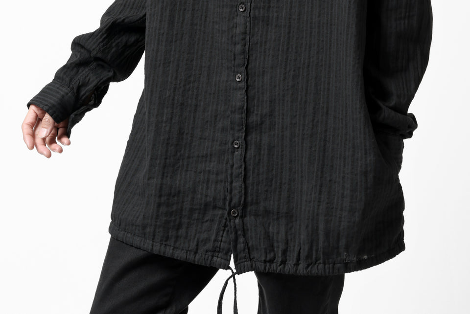 Load image into Gallery viewer, daub STRIPE LONG SHIRT / DYED SOFT TWILL (BLACK)