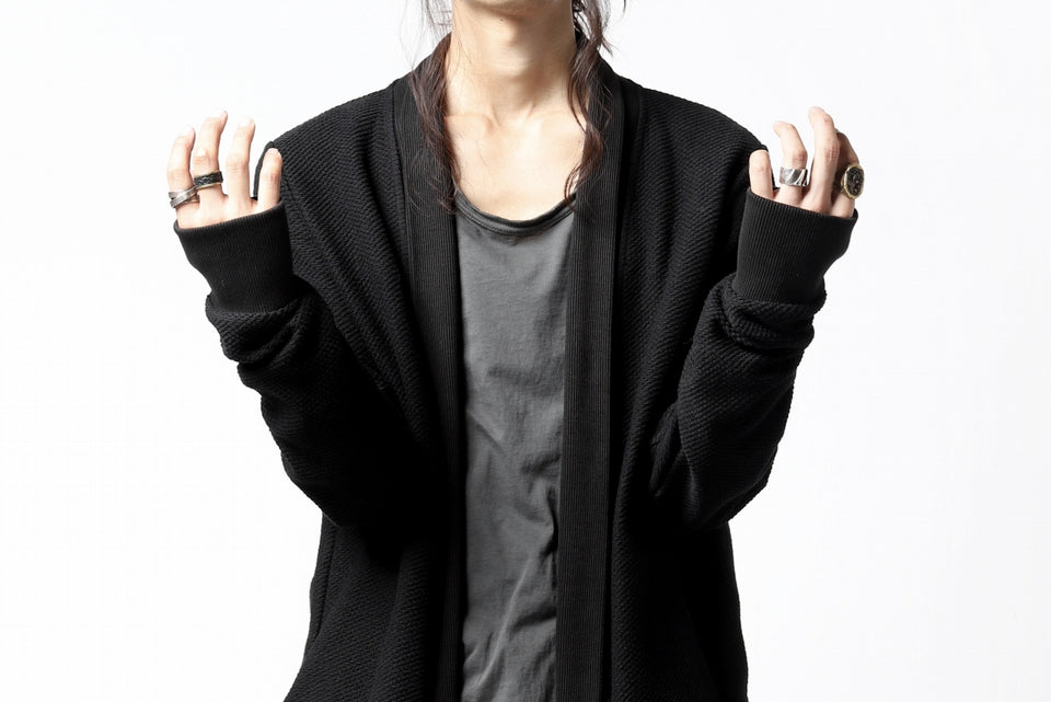 画像をギャラリービューアに読み込む, thomkrom LONG CARDIGAN JACKET / HEAVY WAFFLE JERSEY (BLACK)