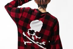 Load image into Gallery viewer, mastermind JAPAN BLOCK CHECK LS TOPS / JACQUARD VELOUR (RED)