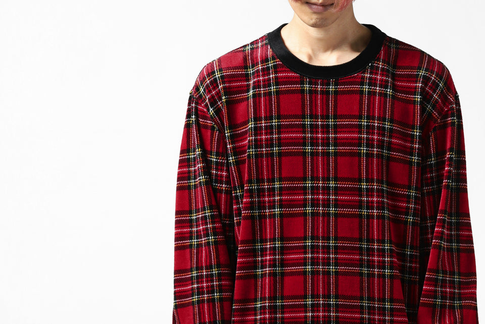 Load image into Gallery viewer, mastermind JAPAN TARTAN CHECK LS TOPS / JACQUARD VELOUR (RED)