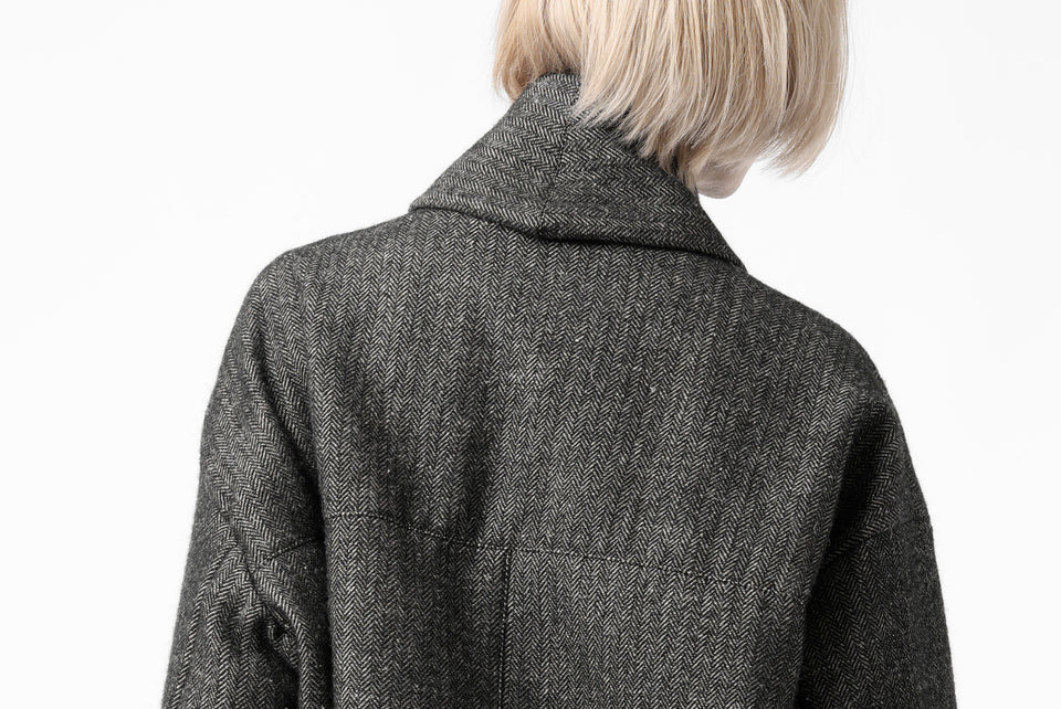 画像をギャラリービューアに読み込む, KLASICA SAULT FOLK DOUBLE BREASTED OVER COAT / CLASSIC HERRING BONE (BLACK)