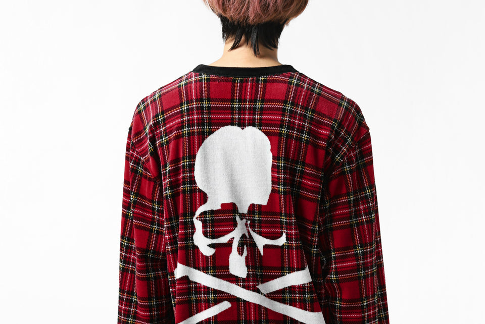 Load image into Gallery viewer, mastermind JAPAN TARTAN CHECK LS TOPS / JACQUARD VELOUR (RED)